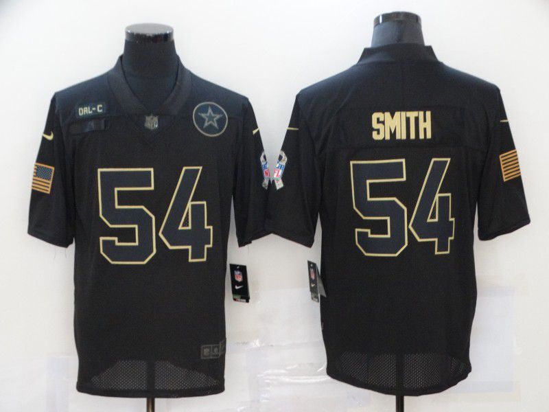 Men Dallas cowboys #54 Smith Black gold lettering 2020 Nike NFL Jersey